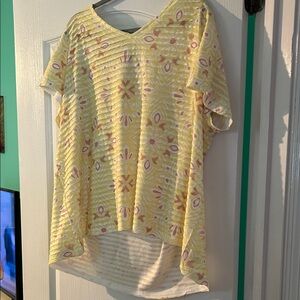 Kim Rogers Yellow Short-Sleeve Floral Print Top